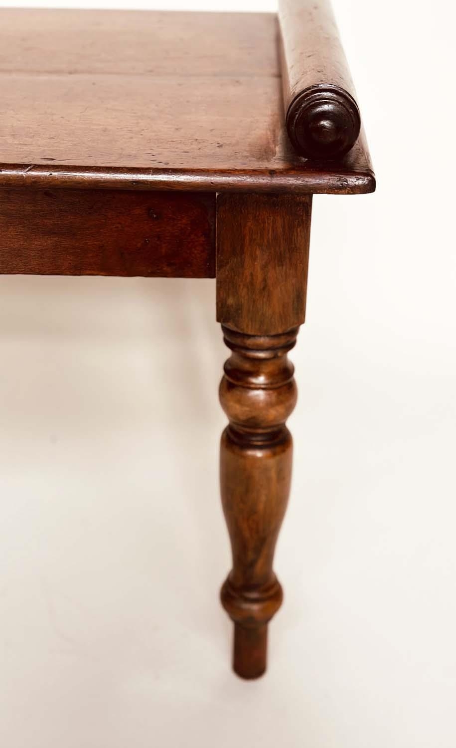 HALL BENCH, early 19th century mahogany rectangular with finely turned bolsters and tapering - Image 2 of 11