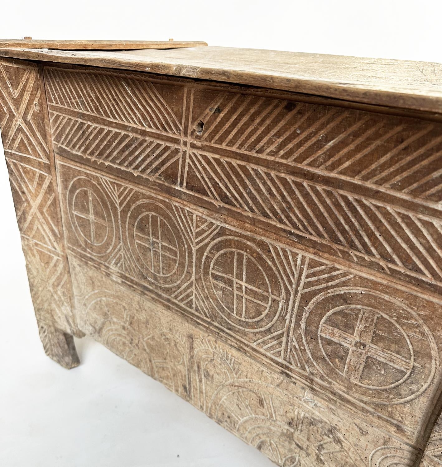 SCANDINAVIAN KISTA TRUNK, early 18th century sycamore of pegged construction with chip decorated - Image 12 of 12