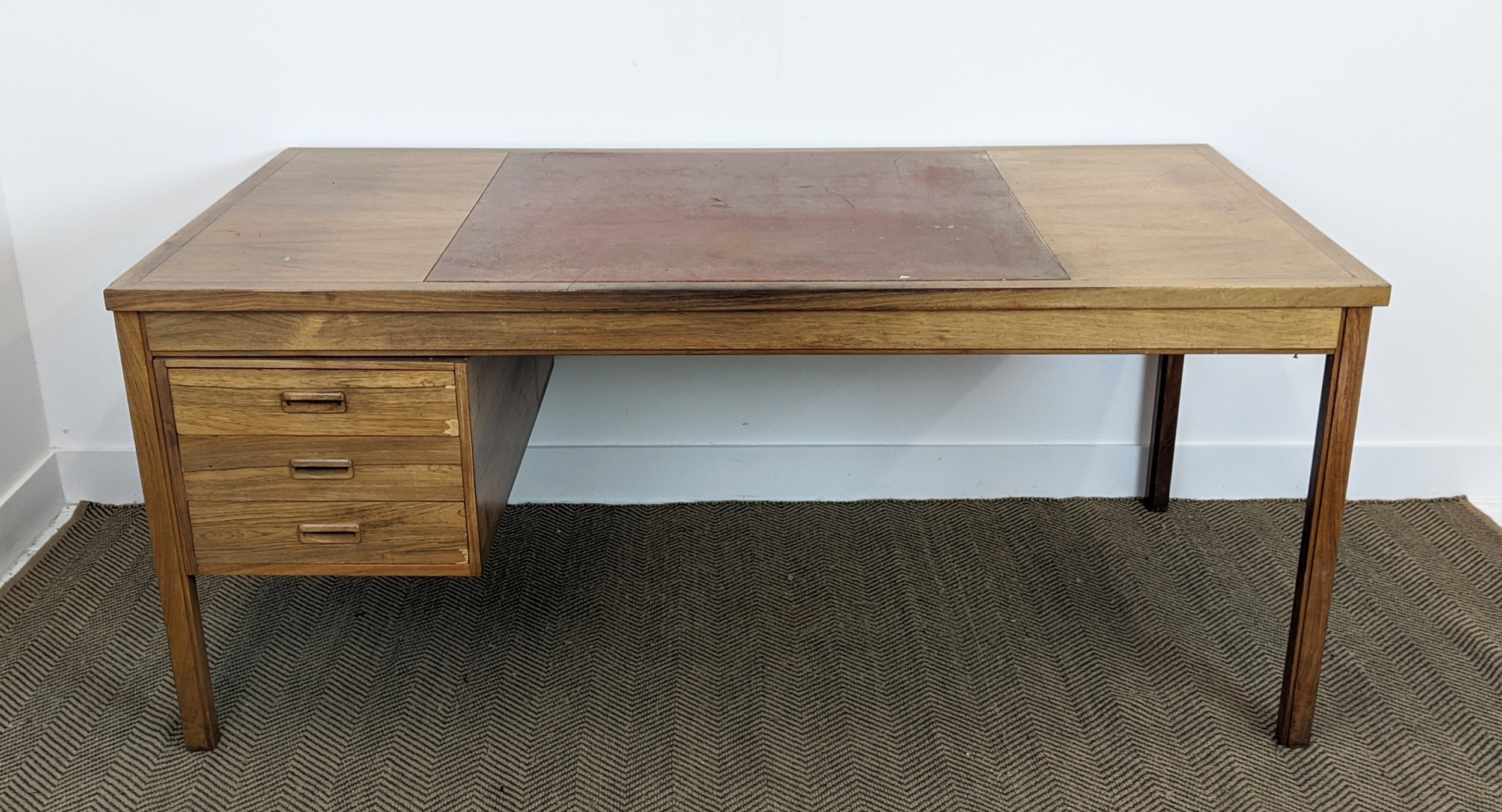 DESK, 171cm x 85.5cm x 73cm approx., with three drawers to one side.