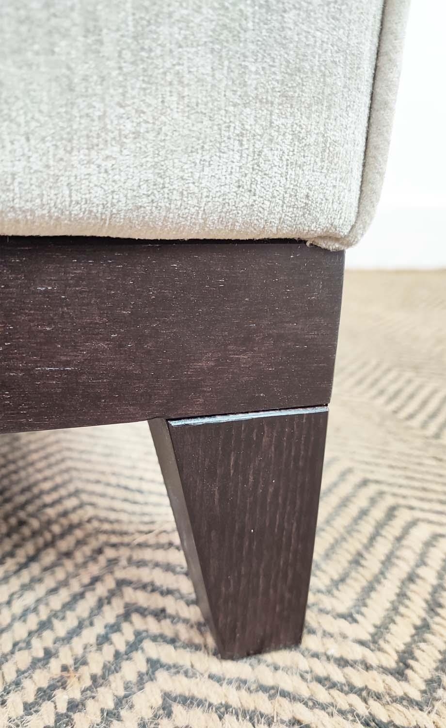 SOFA, grey fabric upholstered, ebonised supports, 160cm x 85cm x 75cm. - Image 6 of 7