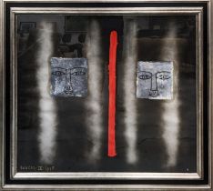 BUU CHI (1948-2002), 'Visages', oil on canvas, signed and dated 1995, 77cm x 94cm, framed.