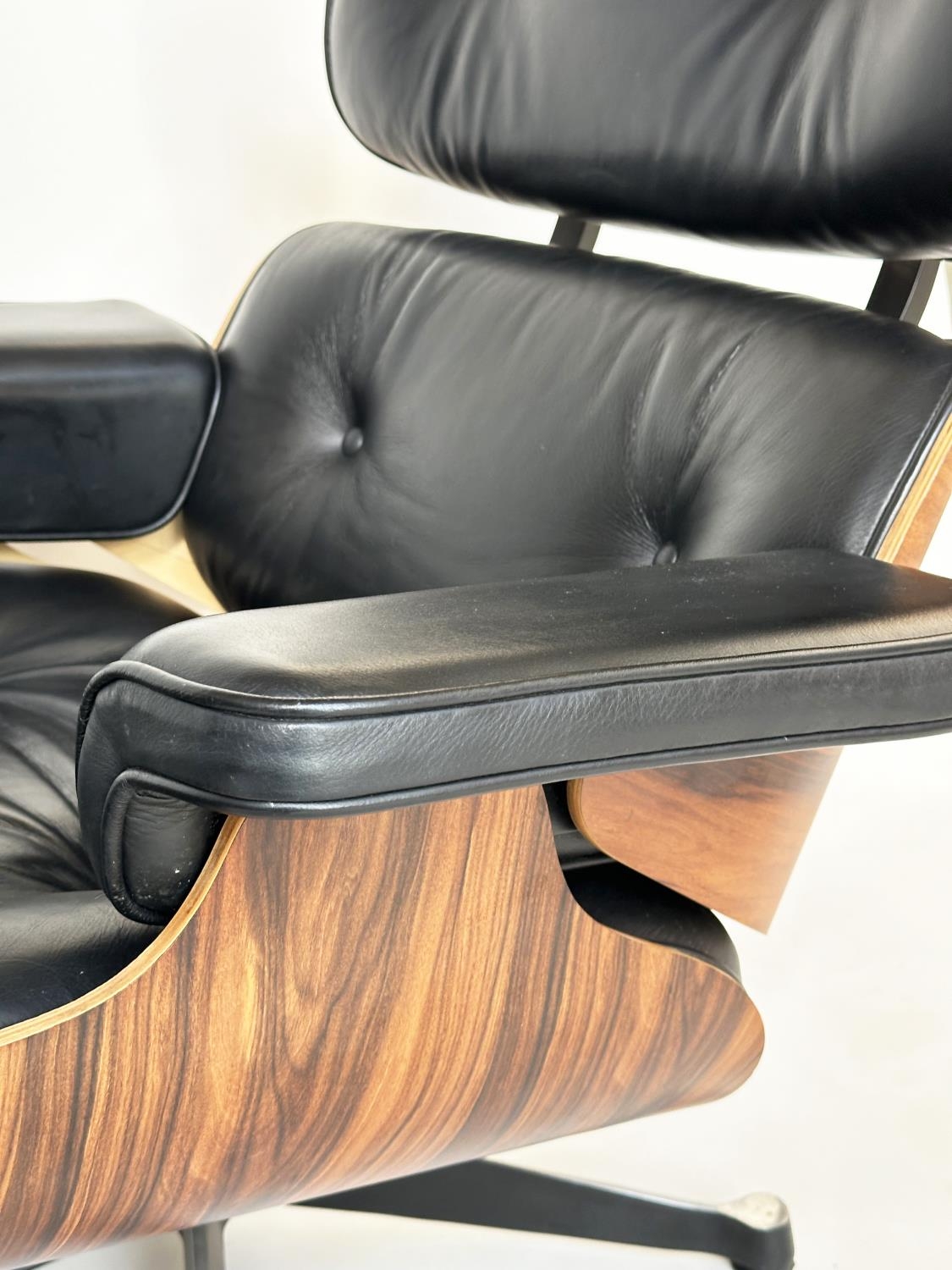 AFTER CHARLES AND RAY EAMES LOUNGE CHAIR AND OTTOMAN , vintage buttoned leather together with - Image 10 of 10
