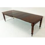 DINING TABLE, extendable, William IV mahogany with three extra leaves on carved supports, 108cm x
