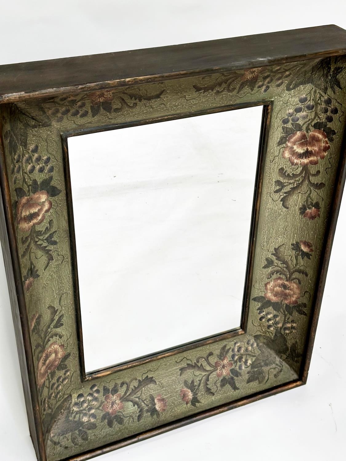 WALL MIRROR, Italian style, rectangular plate with hand painted antiqued deep frame, 122cm H x - Bild 6 aus 6