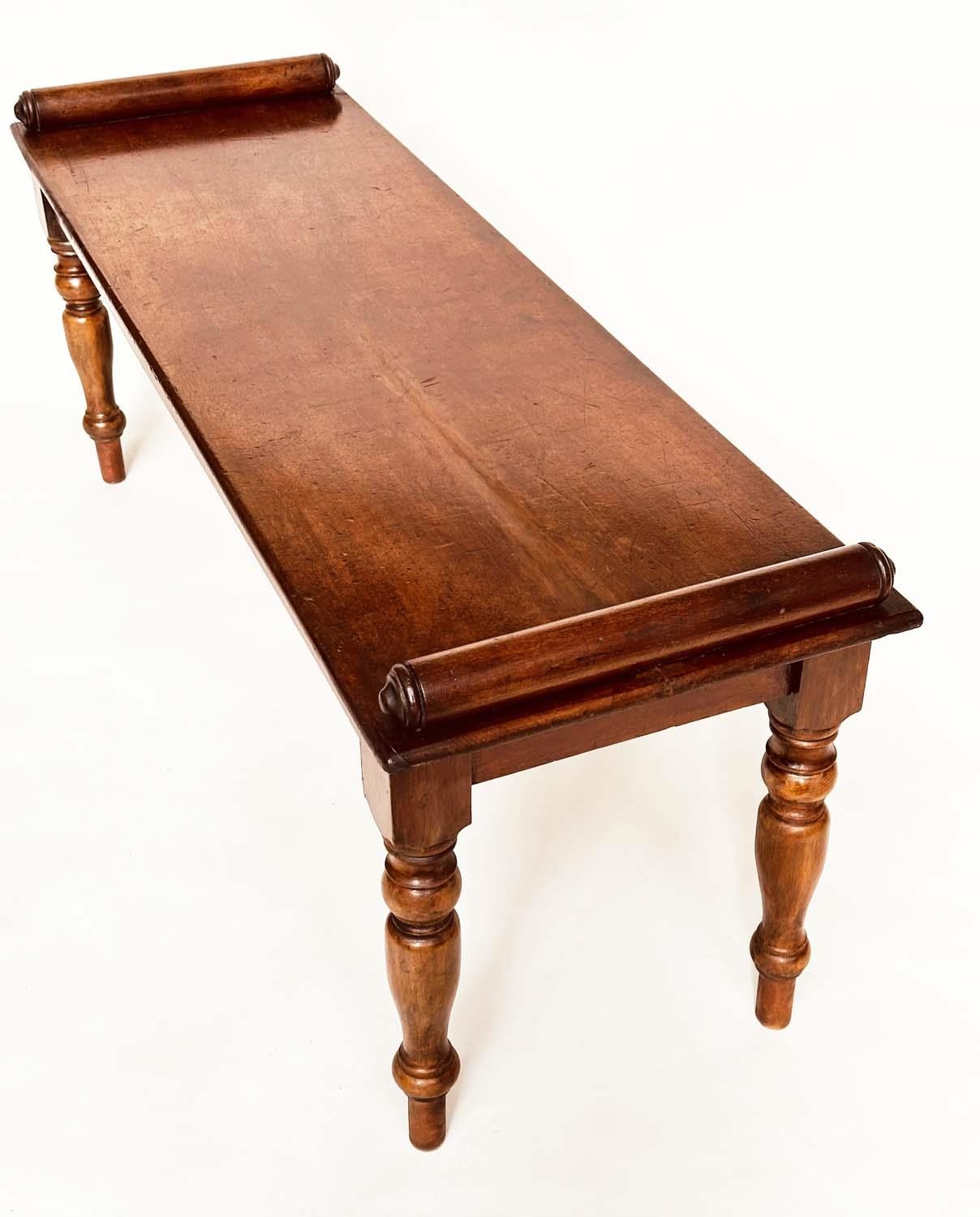 HALL BENCH, early 19th century mahogany rectangular with finely turned bolsters and tapering - Image 8 of 11