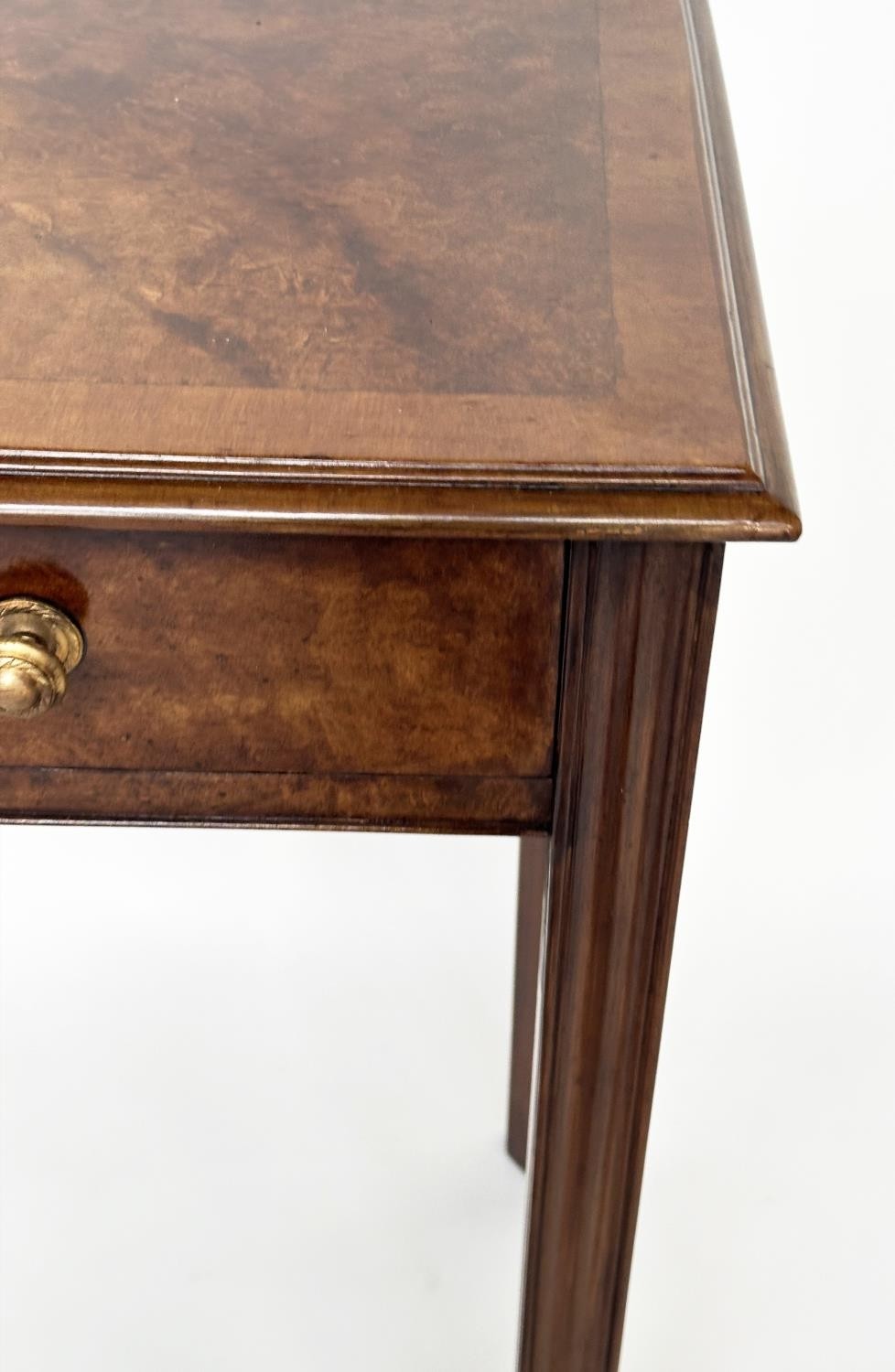 HALL TABLE, George III design walnut and crossbanded with three frieze drawers and channelled - Image 2 of 8