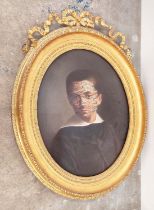'PORTRAIT OF A BOY', 19th century and recently reworked, oil on canvas, 53cm x 41cm, gilt framed.