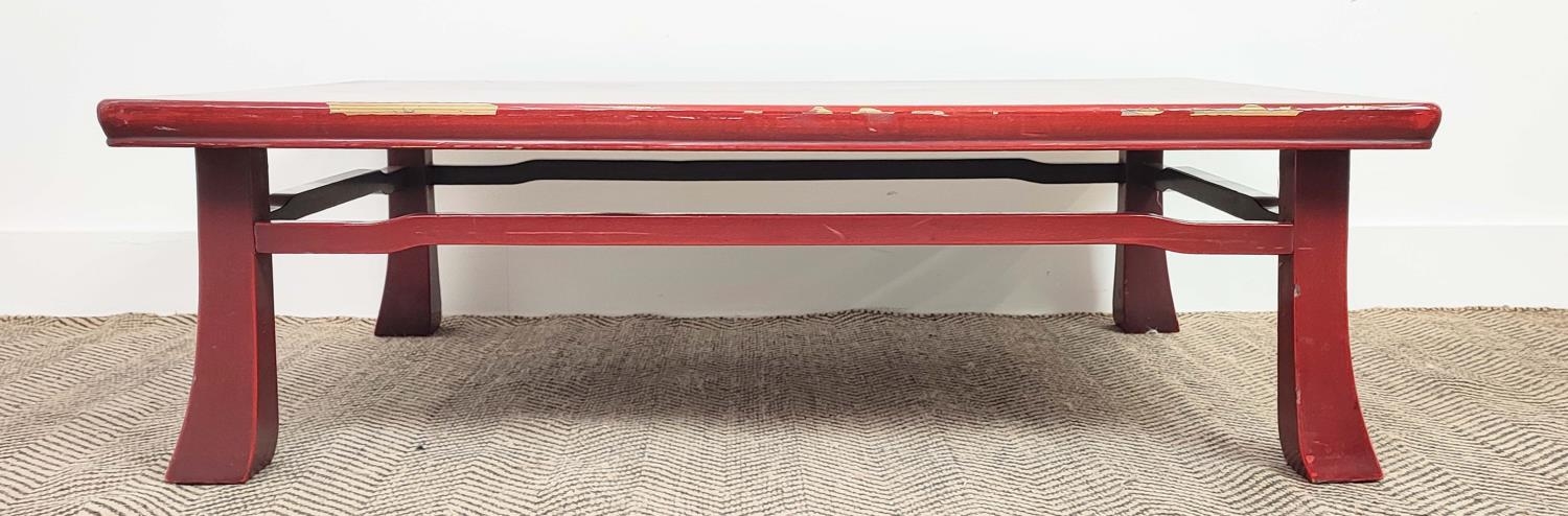 LOW TABLE, Asian in red lacquer finish, 106cm W x 75cm D x 35cm H lacquer. - Image 2 of 4
