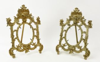 PICTURE FRAMES, a pair, Rococo style, gilt metal, 35cm H x 23cm W. (2)