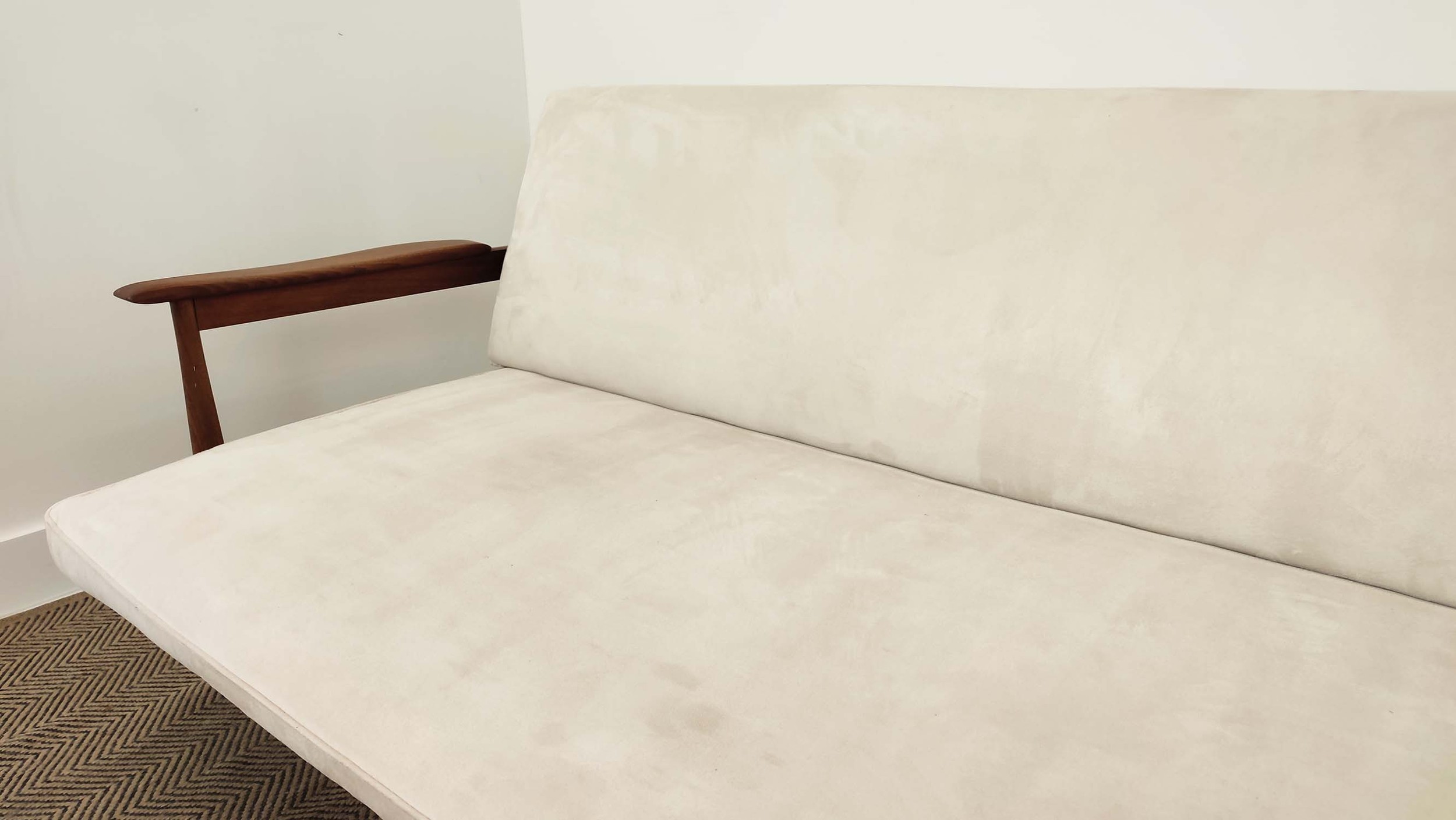 SOFA, vintage 20th century with a tilting back exposing hidden storage, 205cm W x 81cm D. - Image 6 of 9