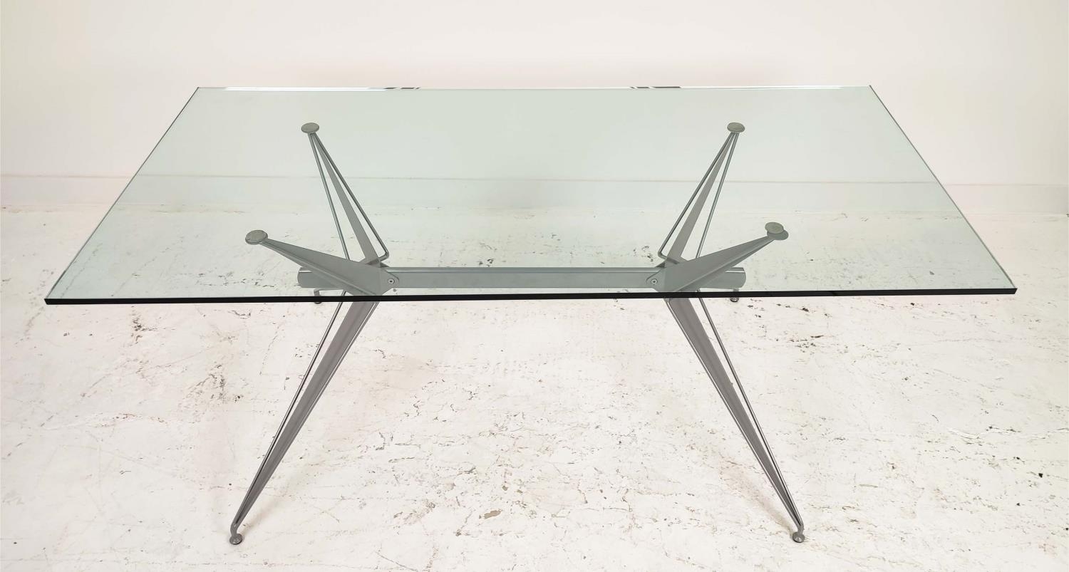 ATRIBUTED TO FASEM DINING TABLE, by Studio Archirivolto, glass top on metal base, 180cm x 85cm x - Image 8 of 8