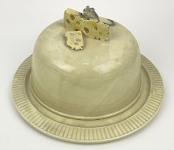 CHEESE DOME, of large proportions, adorned with a hand modelled mouse with slice of cheese,