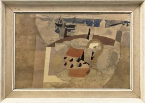 BEN NICHOLSON, 'St Ives Rooftops' lithograph, laid on board, 45cm x 69cm, framed.