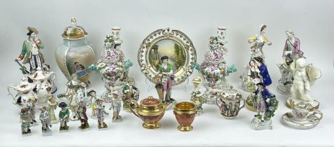 QUANTITY OF VARIOUS 18TH/19TH CENTURY PORCELAIN, including Meissen potpourri pierced lidded vases, a