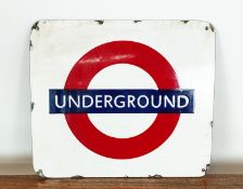 REPRODUCTION LONDON UNDERGROUND SIGN, vintage style enamel, 33cm H x 38cm W.