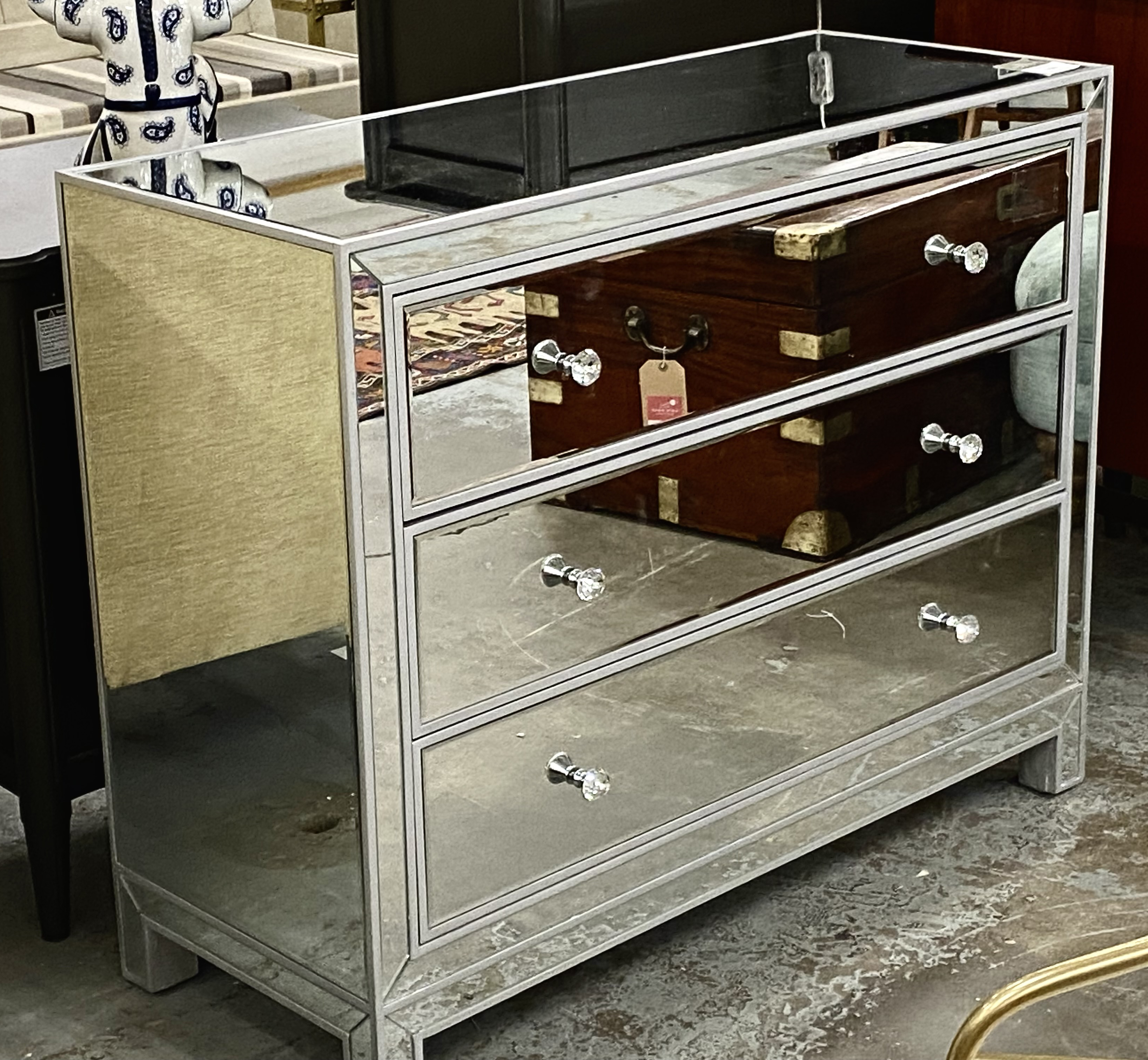 CHEST OF DRAWERS, Venetian style mirror clad, 92cm x 82cm x 44cm. - Image 2 of 4