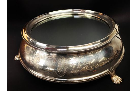 A SILVER PLATED CAKE STAND, early 20th century in case, marked Buide cake stand, cake stand 40cm - Image 1 of 4