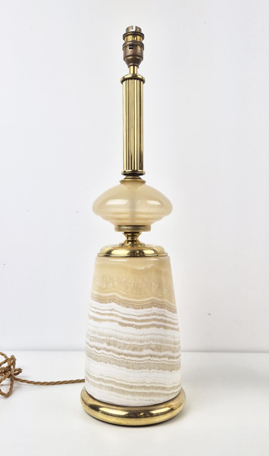 ONYX TABLE LAMPS, a matched pair, 1970s with brass fitments 56cm H each approx. (2) - Image 2 of 4