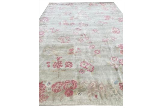 FRENCH SAVONNERIE ART NOUVEAU DESIGN CARPET, 315cm x 235cm. - Image 2 of 6