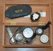 SILVER CASED POCKET WATCH, SILVER CASED WRIST WATCH, 2 OTHER WATCHES, MASONIC PEN KNIFE, CAMEO STYLE