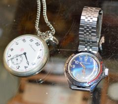 RUSSIAN POCKET WATCH & RUSSIAN WRIST WATCH