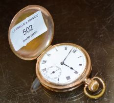 GOLD PLATED SIDE-WINDER POCKET WATCH WITH SUBSIDIARY DIAL