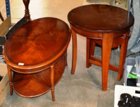 REPRODUCTION MAHOGANY 2 TIER COFFEE TABLE & MODERN MAHOGANY FINISHED OCCASIONAL TABLE