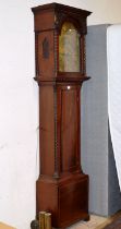 7FT MAHOGANY CASED GRANDFATHER CLOCK WITH BRASS FACE BY JOHN HAMILTON, GLASGOW