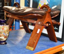 SADDLE STYLE STOOL WITH BRASS INLAY