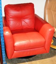 RED LEATHER SINGLE ARM CHAIR