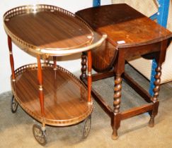 2 TIER TROLLEY & OAK OCCASIONAL TABLE