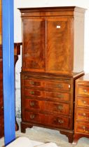 MAHOGANY DOUBLE DOOR PRESS WITH 4 DRAWERS & PULL OUT SLIDE