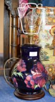 MOORCROFT POTTERY TABLE LAMP WITH SHADE