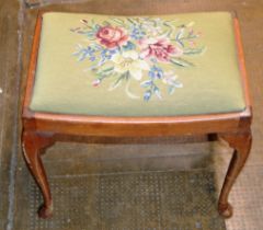 MAHOGANY TAPESTRY TOP STOOL