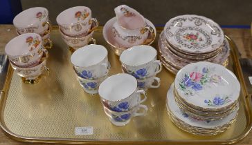 TRAY WITH QUANTITY VARIOUS TEA WARE, ROYAL ALBERT & TUSCAN