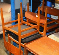 4 TEAK PADDED CHAIRS