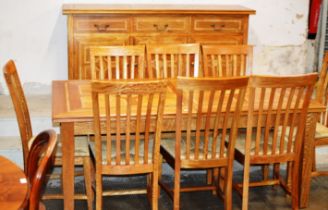 MODERN 10 PIECE DINING ROOM SUITE COMPRISING SIDEBOARD, EXTENDING TABLE & 8 CHAIRS