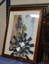 RETRO WALL CLOCK & VARIOUS FRAMED PRINTS