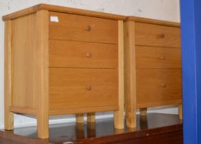 PAIR OF MODERN OAK 3 DRAWER BEDSIDE CHESTS