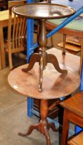 MAHOGANY OCCASIONAL TABLE & OAK OCCASIONAL TABLE