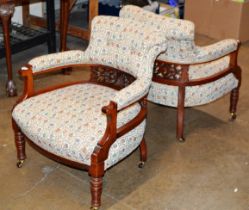 PAIR OF VICTORIAN MAHOGANY TUB STYLE CHAIRS