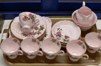 HALF SET (21 PIECES) OF TUSCAN "FOUR LEAF CLOVER" HAND PAINTED TEA WARE