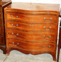 YEW WOOD SERPENTINE FRONT 4 DRAWER CHEST WITH PULL OUT SLIDE