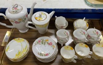 TRAY WITH QUANTITY VARIOUS COFFEE WARE, ROYAL STAFFORD ETC