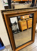 LARGE PINE FRAMED WALL MIRROR & LARGE GILT FRAMED WALL MIRROR