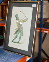 SET OF 3 NOVELTY FRAMED GOLF PRINTS