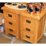 PAIR OF MODERN OAK 3 DRAWER BEDSIDE CHESTS