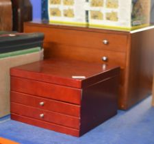 4 DRAWER CUTLERY CANTEEN (EMPTY) AND MODERN JEWELLERY CHEST