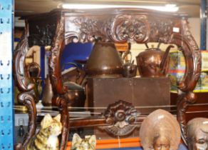 MAHOGANY STAINED ORNATE HALL TABLE