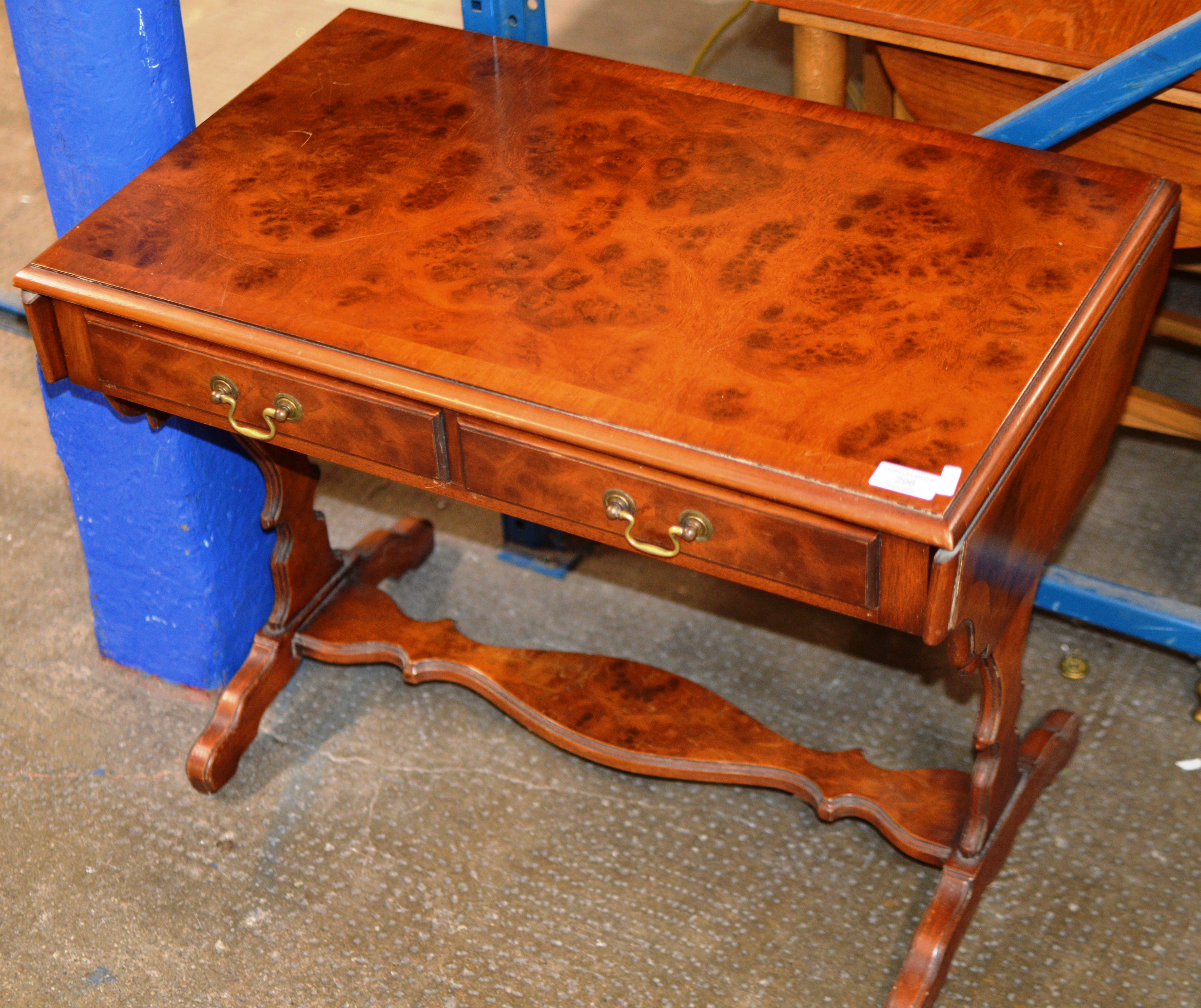 A REPRODUCTION DROP LEAF SOFA STYLE TABLE